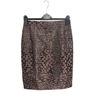 Barbara Bates women's pencil lined skirt Brown animal print size 4/6